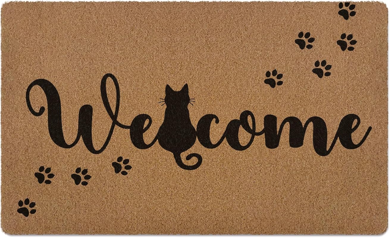 Black Cat Paws Door Mat