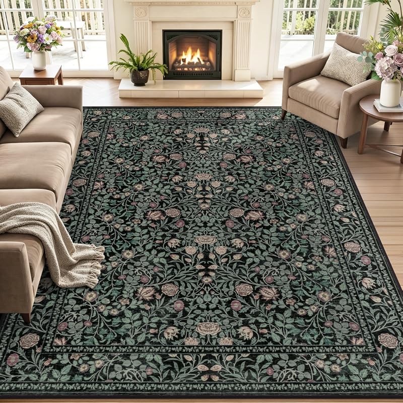 Floral 5x7 Washable Area Rug
