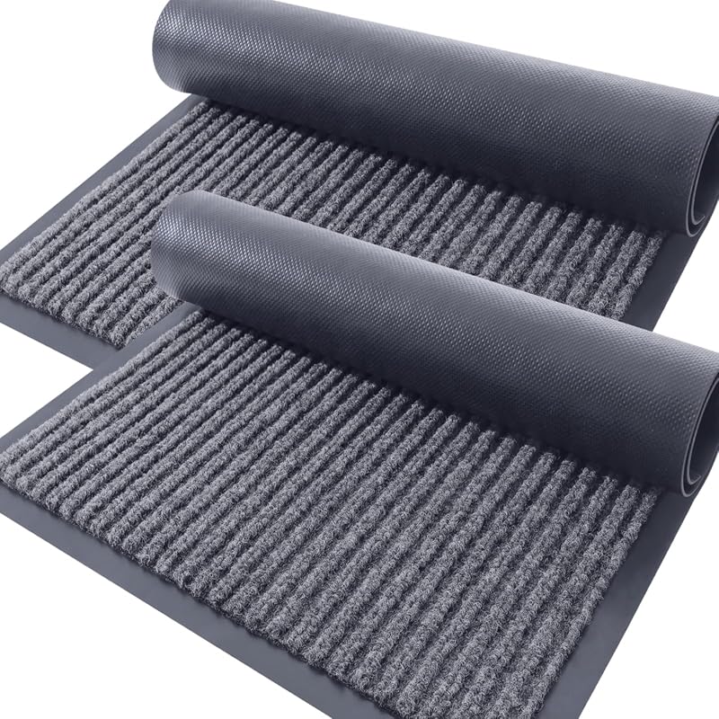 OLANLY 2-Pack Waterproof Heavy-Duty Front Door Mats
